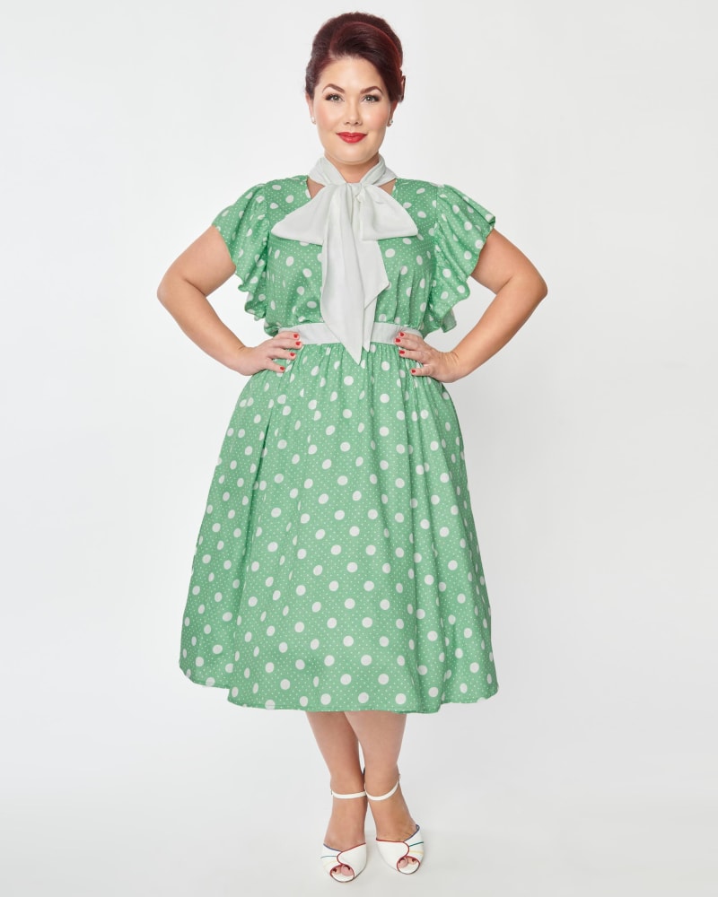 Vintage polka dot dress plus size discount